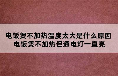 电饭煲不加热温度太大是什么原因 电饭煲不加热但通电灯一直亮